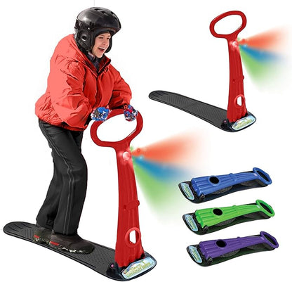 Geospace Winter Fun Ski Skate, Foldable Snow Scooter, Ski Skooter, Snow Sled, and Kids Snowboard with LED Light – Multi-Purpose Portable Sandboard, Snow Skate, and Kids/Teenager Sled for All Ages